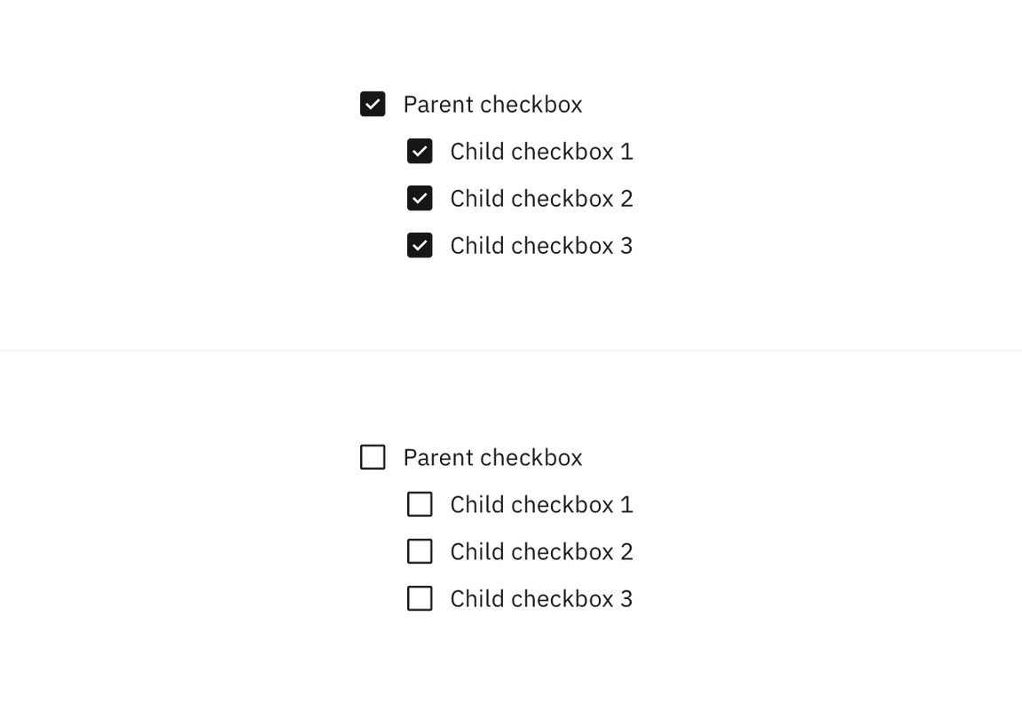 Checking and unchecking the parent checkbox.